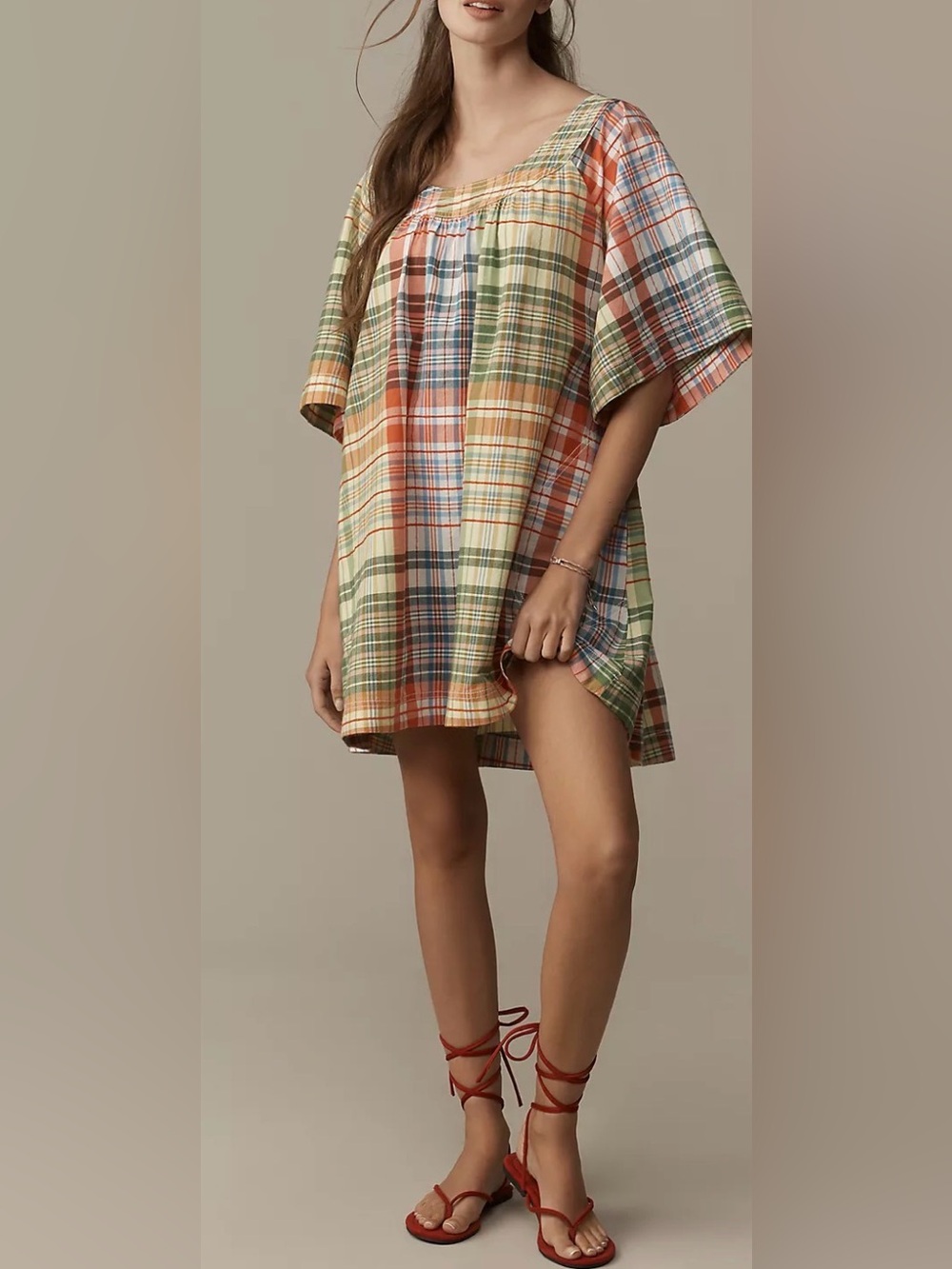 Anthropologie Pilcro Denim Square-Neck Mini Swing Dress